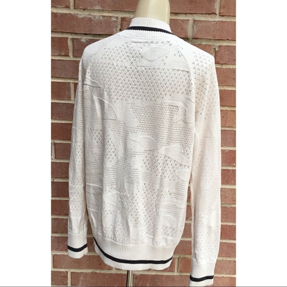 Element Eden Patterned Pointelle Knit Ribbed Knit Trim Full Front Zip Cardigan - Picture 13 of 15